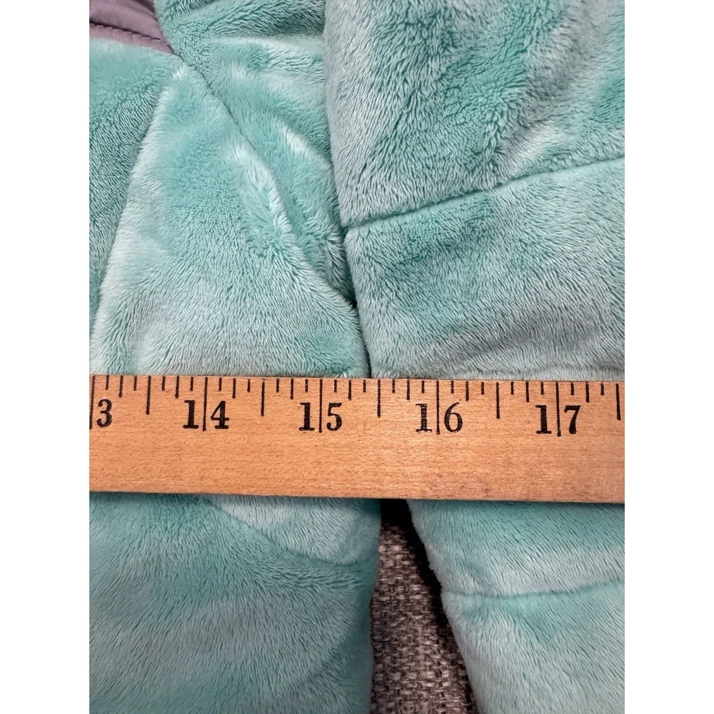 North Face Jacket Girls XL‎ Green Fuzzy Reversible Hooded Colorblock Windbreaker